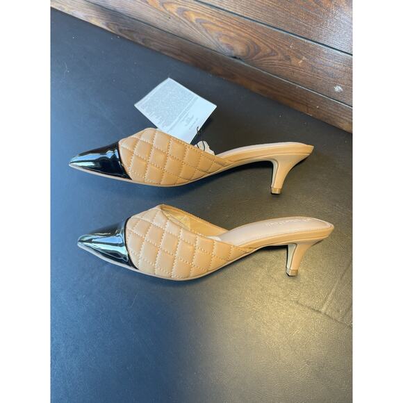 The Drop Women's Paulina Pointed-Toe Two-Tone Mule Praline Quilted Size 8.5 - Picture 4 of 10